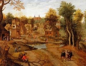 Pieter the Elder Bruegel - Village Landscape with Ammaus Pilgrims