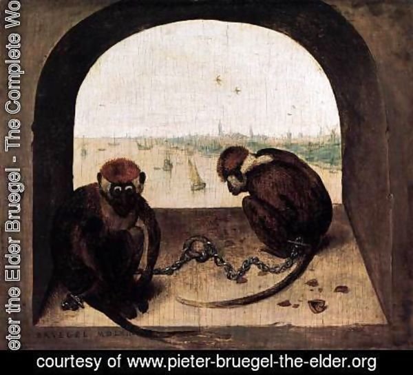 Pieter the Elder Bruegel - Two Chained Monkeys 2