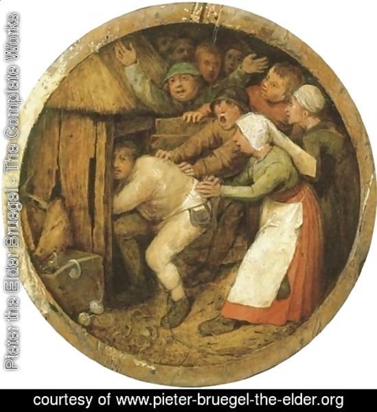 Pieter the Elder Bruegel - The Drunkard pushed into the Pigsty