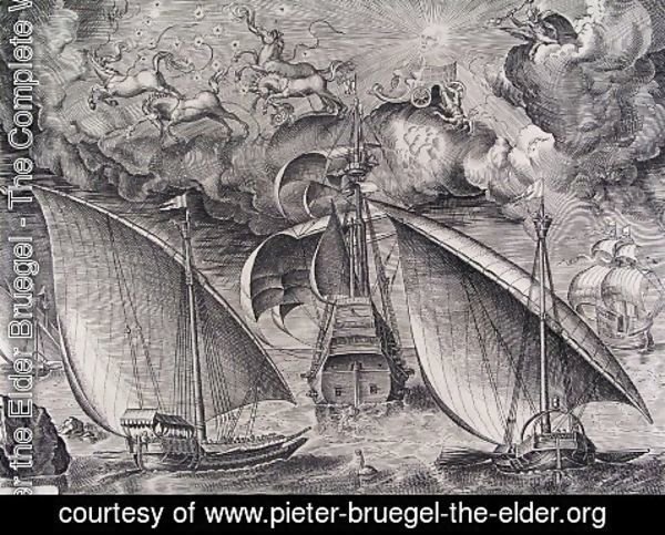 Pieter the Elder Bruegel - Man of War between two Galleys