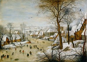 Pieter the Elder Bruegel - Winter Landscape with Skaters and Bird Trap 1565
