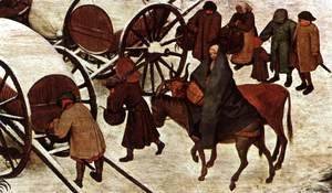 Pieter the Elder Bruegel - The Census at Bethlehem (detail) 3