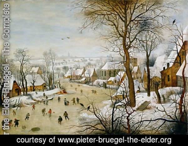 Pieter the Elder Bruegel - Winter Landscape with Skaters and Bird Trap 1565