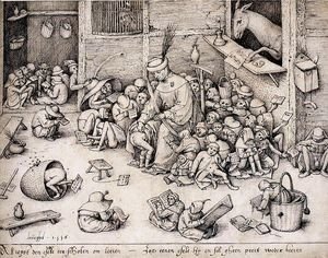 Pieter the Elder Bruegel - The Ass in the School 1556